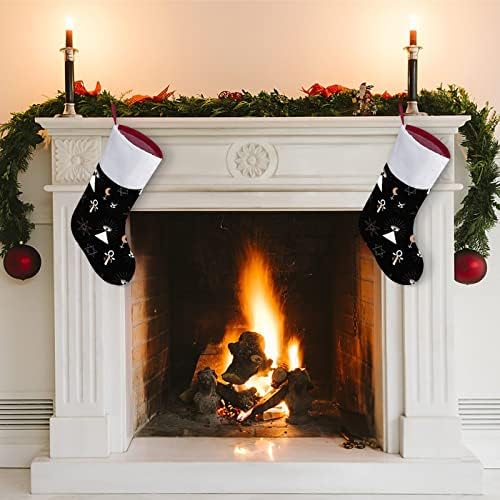 Ezoterik Sembol Desen Noel Çorap Noel Ağacı Şömine Asılı Çorap Kısa Peluş Manşet Dekorasyon Ev Tatil Partisi için