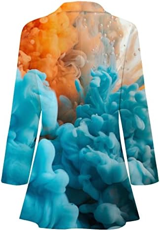 Bayan Casual Blazer Düz Renk Takım Elbise Yaka Uzun Kollu Gevşek Takım Elbise Kısa Ceket Kadınlar için
