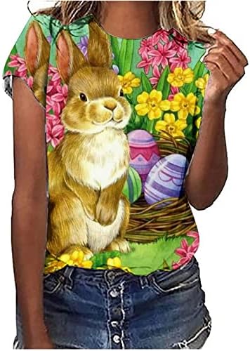 Paskalya Kadınlar için Tops, mutlu Paskalya Gömlek Kadınlar için Crewneck Sevimli Tavşan Grafik Kısa Kollu Tatil