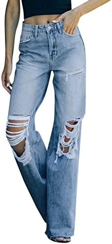 MIASHUI Jean Tulumlar Kadın Pantolon kadın Rahat Gevşek Yırtık Kot pantolon Sıkıntılı Geniş Bacak Kot Zayıflama Kot
