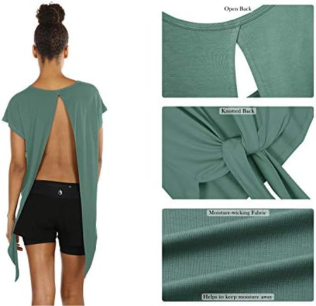 ıcyzone Aç Geri Egzersiz Kadınlar için Tops-Atletik Activewear T-Shirt Egzersiz Yoga Gömlek (2'li paket)