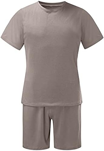 lcepcy Spor Seti Erkekler için Yaz Kıyafeti 2 Parça Set Kısa Kollu T Shirt ve Şort Şık Rahat Eşofman