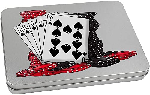 Azeeda 'Kartlar ve Poker Cipsleri' Metal Menteşeli Kırtasiye Teneke / Saklama Kutusu (TT00195451)