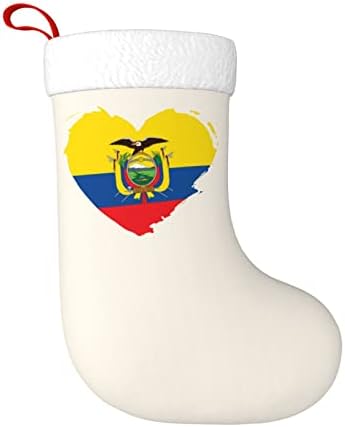 QG ZZX Ekvador Bayrağı Kalp Noel Çorap Noel Çorap Şömine Asılı Çorap 18 İnç Tatil Dekorasyon