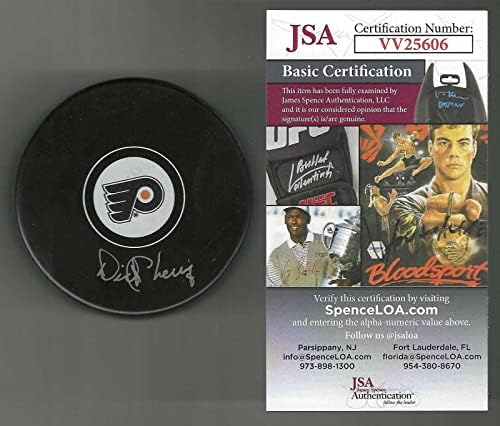 Dick Cherry İmzalı Philadelphia Flyers Diski JSA COA İmzalı NHL Diskleri