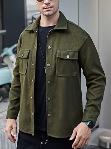 Erkekler için Ceketler Erkekler Flap Cep Palto (Renk: Ordu Yeşili, Boyut: XX-Large)
