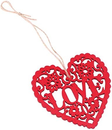 Abaodam 10 Adet Kalp Ahşap Dekorasyon El Sanatları Asılı Kolye Süs Kesme Kırmızı Aşk Kalp Dilimleri Diskler Düğün