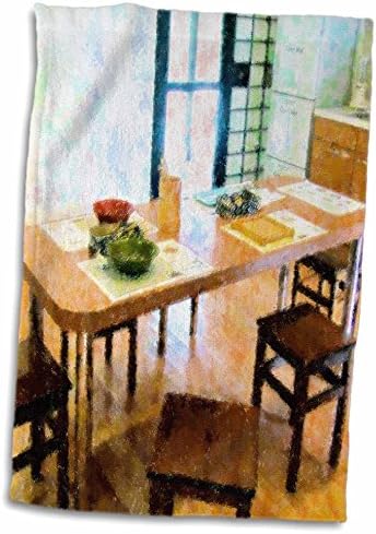 3dRose Florene İzlenimciliği-Japon mutfak Havluları (twl-18652-1)