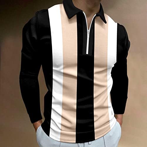 XXBR 2022 Yeni polo gömlekler Mens, Uzun Kollu Balıksırtı Patchwork Golf Üstleri Streetwear Casual Kas Tasarımcı