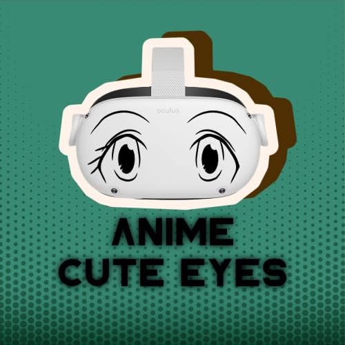 Anime Sevimli Gözler-Oculus Quest 2-Çıkartmalar-Siyah