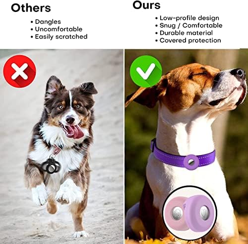 Odnaey Airtag Köpek Kedi Yaka Tutucu 2 Paket Silikon Pet Yaka Kılıf Apple Airtags için, Anti-Kayıp Kılıf Tutucu Kapak