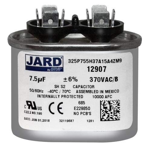 JARD tarafından 7.5 uF x 370 VAC Oval Çalışma Kapasitörü 12907
