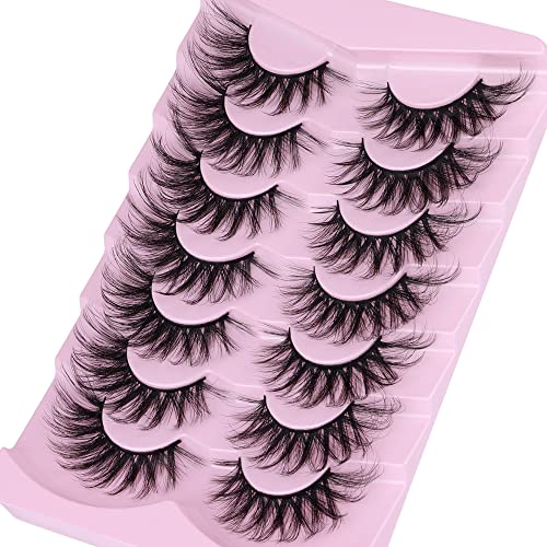 Yanlış Eyelashes Doğal Görünüm 3D Vizon Kirpiklere Kabarık Wispy Yanlış Lashes Paketi 18MM Doğal Kedi Göz Lashes