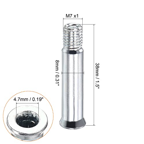 PATIKIL 38mm Inline Aks Vidaları, 8 Paket Mil Altıgen Soket Vida Değiştirme Sabitleme Alüminyum Paten Rulo, Gümüş