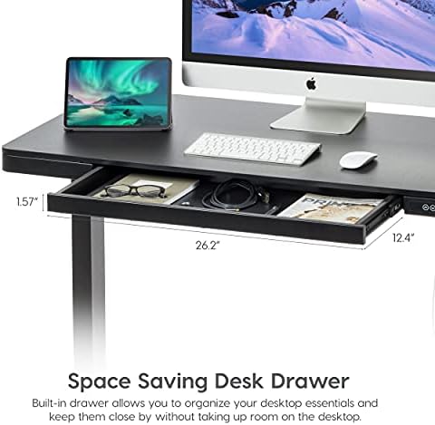 IRİS USA 48 x 24 inç Ayaklı Masa Elektrikli Yüksekliği Ayarlanabilir Bilgisayar Masası Oturma Standı Çekmeceli Ev