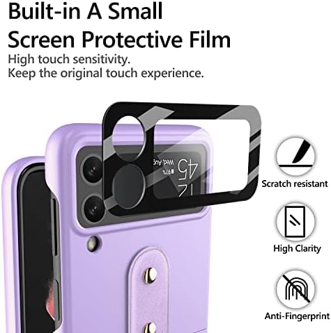 ATATOO Samsung Galaxy Z Flip 4 için Halka Tutucu ve Cam Kamera Lens Filmi, kaymaz Mat Sert PC Koruyucu Telefon Kapak