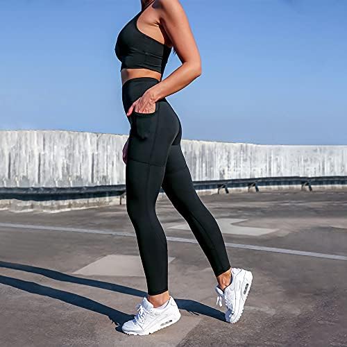 LINGDU kadın yoga kıyafetleri 2 parça Set Egzersiz Eşofman Spor Sutyeni Yüksek Bel Legging Aktif Giyim Atletik Giyim