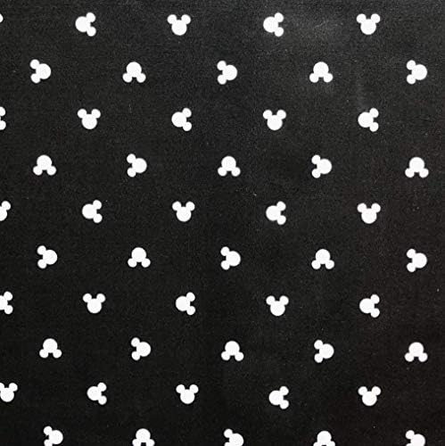 1 Yard-Siyah Pamuklu Kumaş üzerine Mini Mickey Mouse Kulakları Nokta Attı-Resmi Lisanslı (Kapitone, dikiş, el sanatları