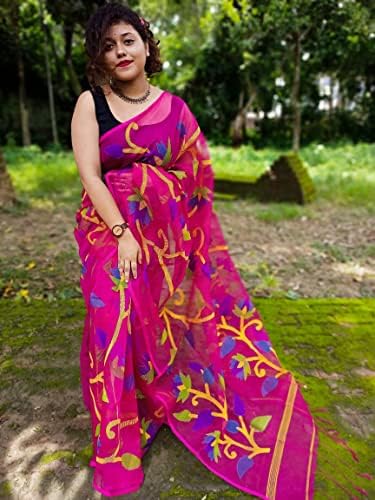 ETNİK EMPORİUM Hint Güzel Yaz sari festivali matka muslin jamdani Dokuma Parti Müslüman Saree 934c