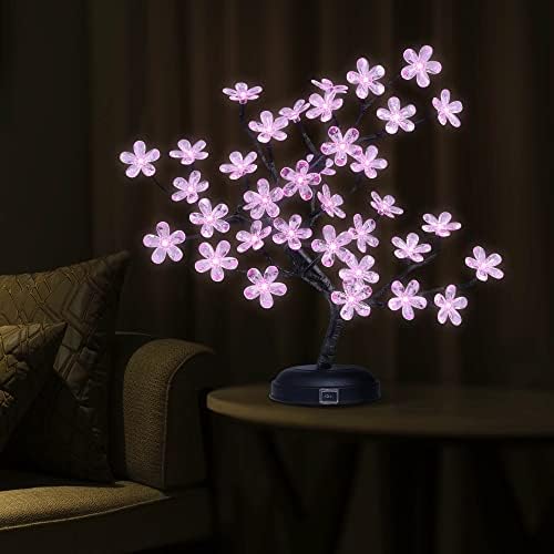 RUH yıldız NOEL MERKEZİ 2 Set Kiraz Çiçeği Ağacı Lambası, Pembe Beyaz