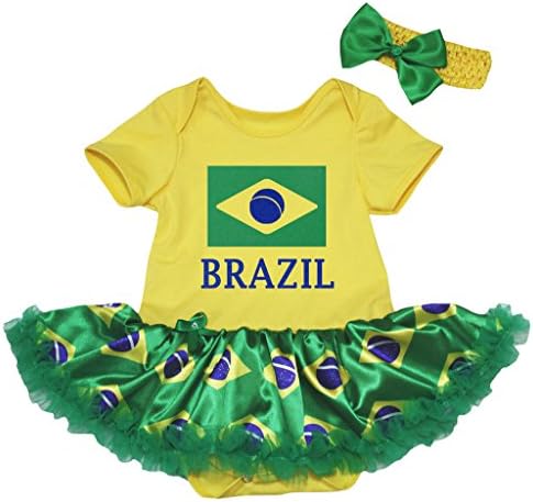Petitebella Bayrağı ve Brezilya Bebek Elbisesi Nb-18m