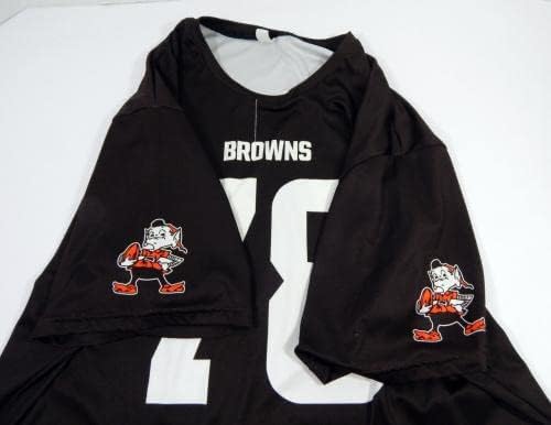 Cleveland Browns 78 Oyun Kullanılan Kahverengi Uygulama Egzersiz Gömlek Forması DP45211-İmzasız NFL Oyun Kullanılan