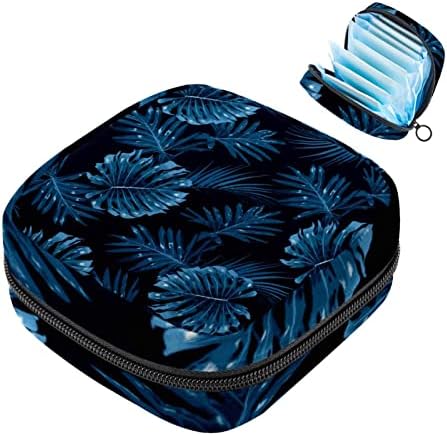 Koyu Mavi Yapraklar Dönem Çantası temizlik peçeteleri saklama çantası Seyahat Tamponları Toplama Çantası Kadınsı
