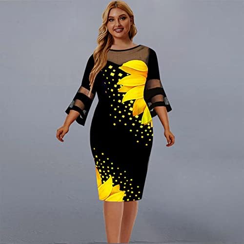 Spandex Elbise Genç Kızlar için Yaz Sonbahar Uzun Kollu Midi Artı Boyutu Casual Wrap Kalem Patchwork Elbise Kadınlar