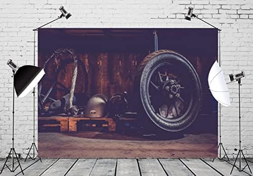CORFOTO 9x6ft Kumaş Retro Garaj Tekerlek Zemin Atölye Araçları motosiklet tekerleği Zemin Fotoğraf Arka Plan için