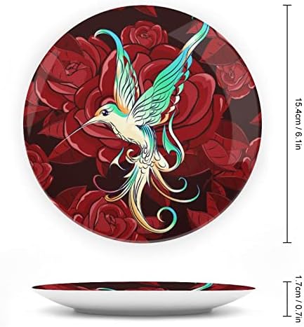 Güzel Hummingbird Gül Vintage Tasarım Kemik Çini Dekor Plaka Standı ile Yuvarlak Dekoratif Levha Ev Wobble Plaka