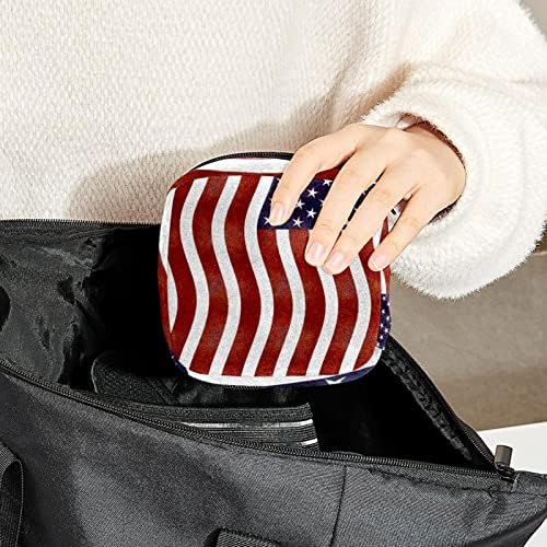 Dönem Çantası, temizlik peçeteleri saklama çantası, Dönem için Ped Tutucu, Makyaj Çantası, Soyutlama Amerikan Bayrağı