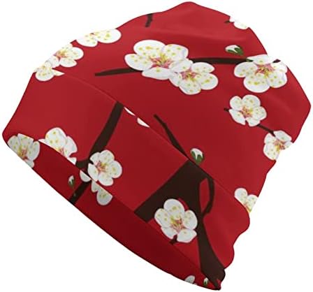 BAİKUTOUAN Beyaz Erik Çiçeği Çiçek Baskı Bere Şapka Tasarımları ile Erkekler Kadınlar için Kafatası Kap