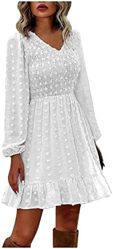 NOKMOPO Uzun Kollu Mini elbise Resmi Moda İlkbahar ve Sonbahar Boho Yuvarlak Boyun elbise