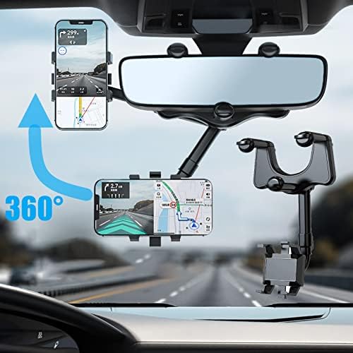 360 ° Anti-Shake Dönebilen ve Geri Çekilebilir Araç telefon tutucu yuvası, araba için çok işlevli dikiz aynası Montajı,