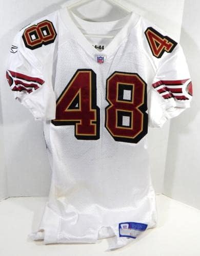 2004 San Francisco 49ers 48 Oyun Verilmiş Beyaz Forma 44 DP28517 - İmzasız NFL Oyunu Kullanılmış Formalar