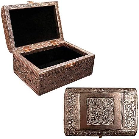 Vintage Mücevher Kutusu Kasa | 9 Stil / Çiçek Vurgulu Tasarımlı Bronz veya Gümüş Metalik Metal Kaplama / Küpeler,
