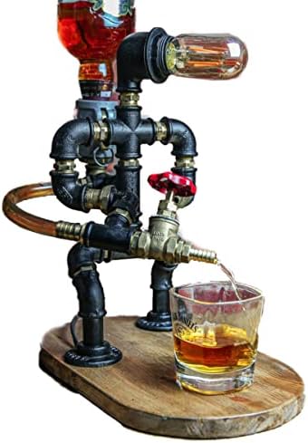 Steampunk İtfaiyeci boru Robot Lamba, Likör alkol Viski şarap dekantörü, İtfaiyeci Onun için Hediye, noel hediyesi,