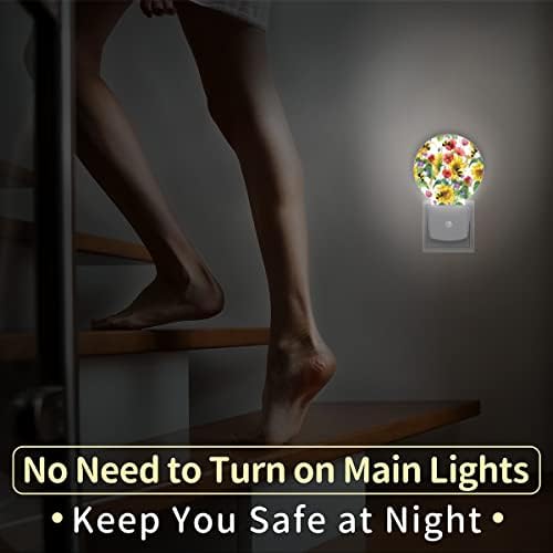 UOYO Ayçiçeği Arı Gece lamba fişi Duvara Bahar Çiçek Led Gece Lambası Otomatik Akıllı Alacakaranlıkta Şafak Sensörü
