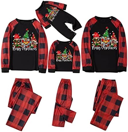 Aile Eşleştirme Noel Pijama Seti Noel Uzun Kollu Mektup Baskı Tee Pantolon Rahat Aile Kabus Önce Noel