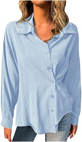 Yaka Düğmesi Gömlek Kadın Uzun Kollu Gömlek Zarif Baskılı Yaka Tek Göğüslü Uzun Gömlek Fener Kollu Gömlek