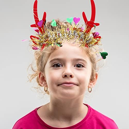 FOMİYES Bayan Kafa Bandı Noel Kafa Bandı Aydınlık Boynuzları Kulaklar: 2 adet Parlayan Elk Saç Çember Noel Yeni Yıl