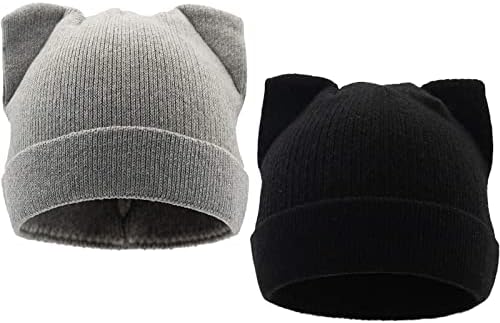 B & C. Odası Kedi Kulaklar Şapka Sıcak Yün Kablo Örgü bere kışlık şapkalar Kadınlar Kızlar için Sonbahar Kış