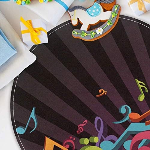 HEOEH Renkli Müzik Notlar, kaymaz Paspas 15.7 Yuvarlak Alan Kilim Halı Kilim Çocuklar için Yatak Odası Bebek Odası
