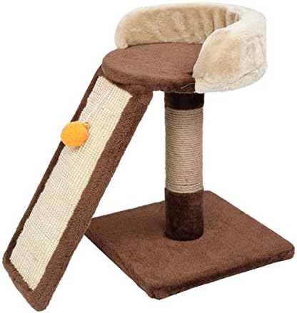 YCSM17 inç kedi Ağacı Kulesi Kazıyıcı Merdiven, Atlama Platformu, Oyuncaklar, Kahverengi [Yurtdışı Nakliye]