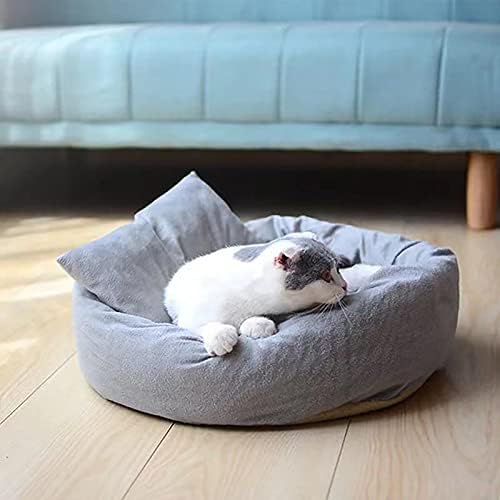 ZGWL Yuvarlak Çörek Kedi ve Köpek Yastık Yatağı, Kediler veya Küçük Köpekler için Evcil Hayvan Yatağı, Kaymaz ve
