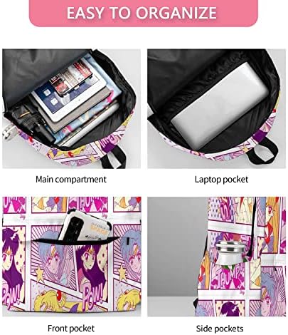 Fıconuu Sevimli Hafif Anime Sırt Çantası Rahat Sırt Çantaları Laptop sırt çantası Spor Açık 17 (Pembe)