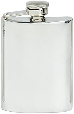 Edwin Blyde & Co Spirit Flask-Menteşeli Kapaklı Geleneksel Böbrek Şekli Düz, 4 oz, Kalay, 14 x 9 x 3 cm