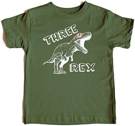 Zeytin Seviyor Elma Üç Rex Dinozor 3rd Doğum Günü T-Shirt Bebek Kız ve Erkek Üçüncü Doğum Günü Kıyafeti