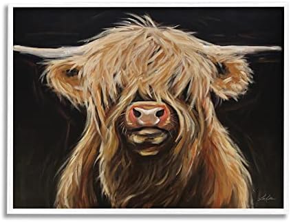 Stupell Industries Yayla Boğa Portresi Çiftlik Sığırları Portre Resmi, Lee Keller Tasarımı