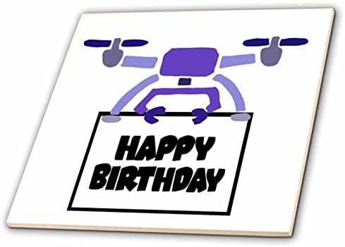 3dRose Komik Sevimli Drone taşıma Doğum Günün Kutlu Olsun İşareti Drone Hiciv Karikatür Fayans (ct - 360568-4)